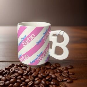Pink and white California dream Barbie mug